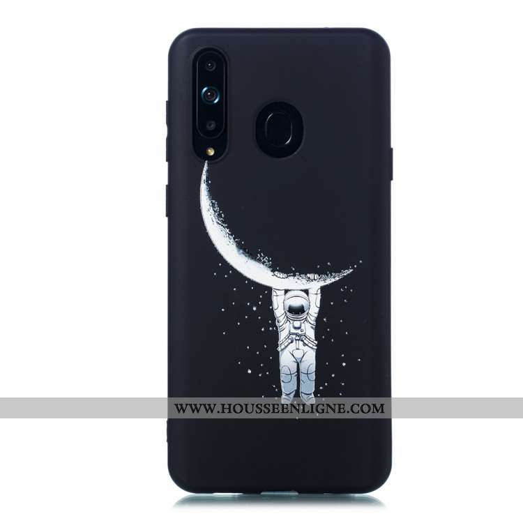 Coque Samsung Galaxy A8s Délavé En Daim Dessin Animé Noir Simple Étui Téléphone Portable