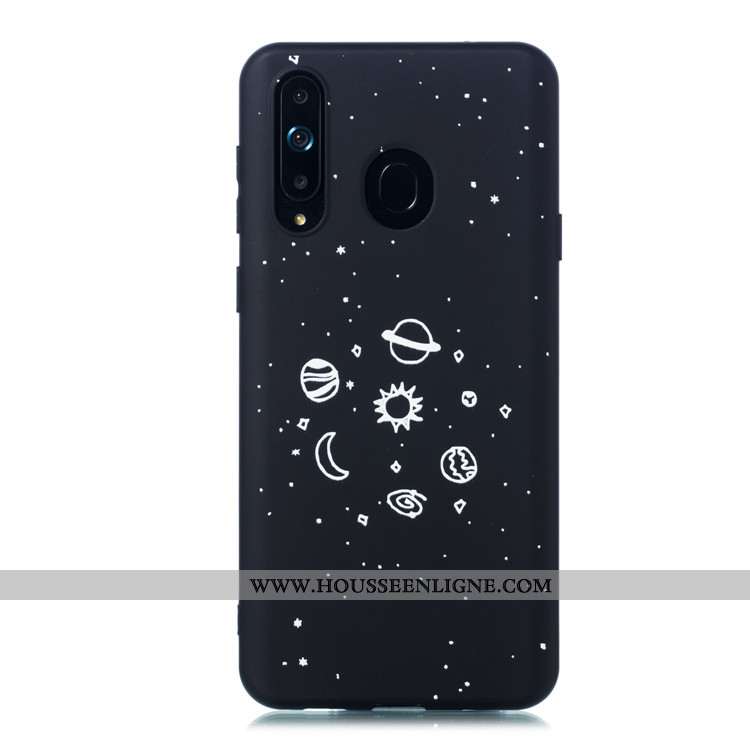 Coque Samsung Galaxy A8s Délavé En Daim Dessin Animé Noir Simple Étui Téléphone Portable