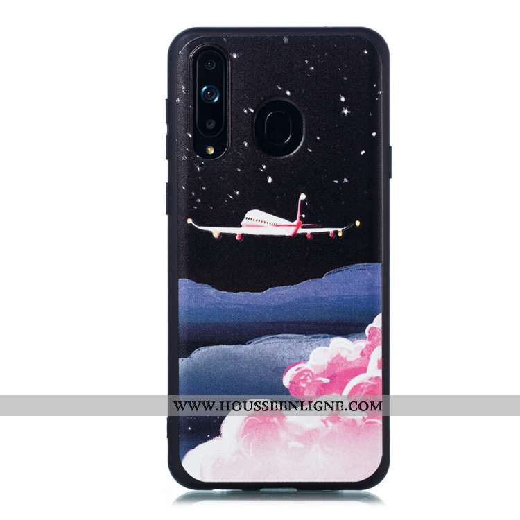 Coque Samsung Galaxy A8s Délavé En Daim Dessin Animé Noir Simple Étui Téléphone Portable