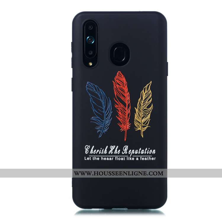 Coque Samsung Galaxy A8s Délavé En Daim Dessin Animé Noir Simple Étui Téléphone Portable