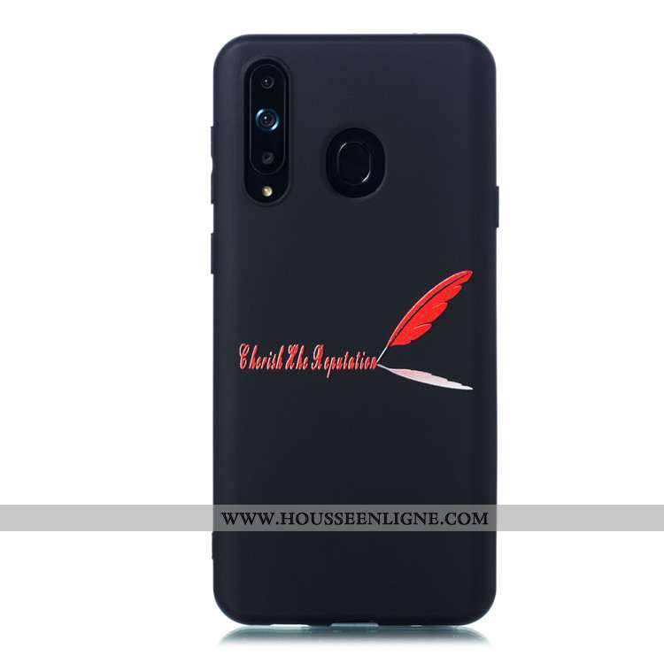 Coque Samsung Galaxy A8s Délavé En Daim Dessin Animé Noir Simple Étui Téléphone Portable