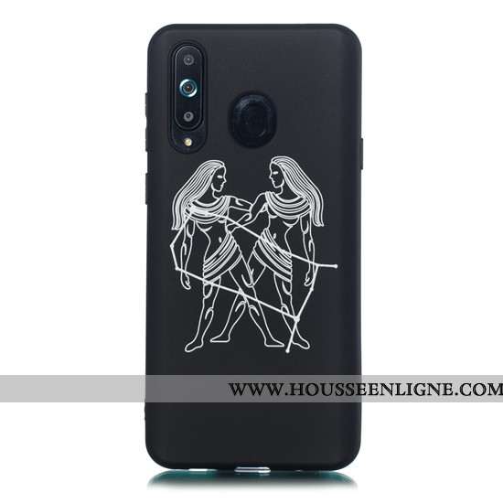 Coque Samsung Galaxy A8s Délavé En Daim Dessin Animé Noir Simple Étui Téléphone Portable