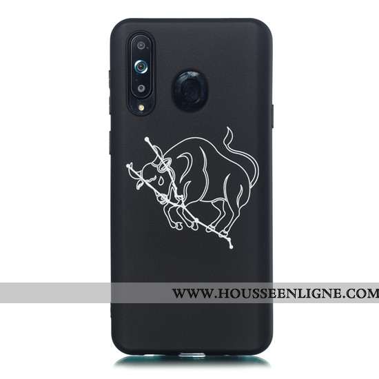 Coque Samsung Galaxy A8s Délavé En Daim Dessin Animé Noir Simple Étui Téléphone Portable