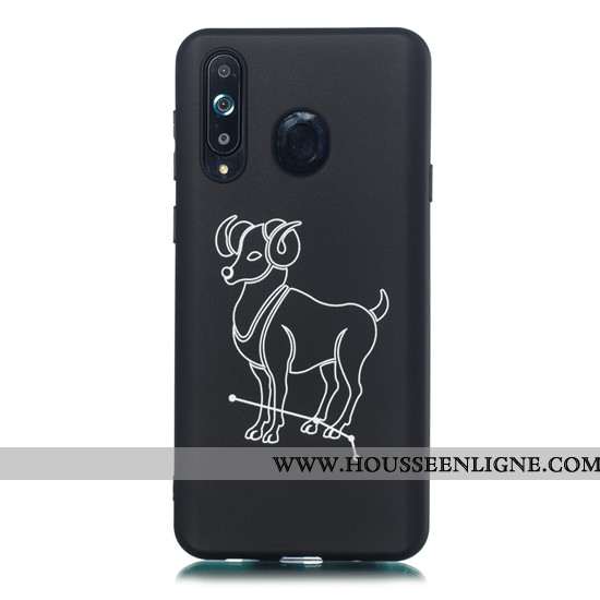 Coque Samsung Galaxy A8s Délavé En Daim Dessin Animé Noir Simple Étui Téléphone Portable