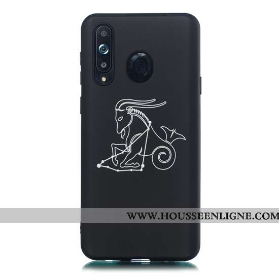 Coque Samsung Galaxy A8s Délavé En Daim Dessin Animé Noir Simple Étui Téléphone Portable