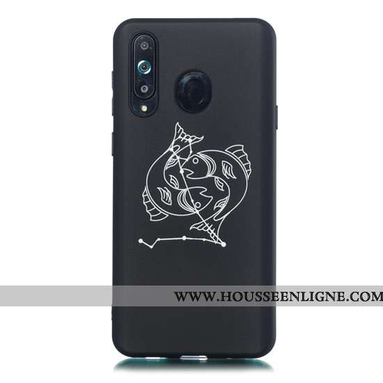 Coque Samsung Galaxy A8s Délavé En Daim Dessin Animé Noir Simple Étui Téléphone Portable