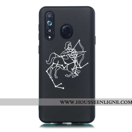 Coque Samsung Galaxy A8s Délavé En Daim Dessin Animé Noir Simple Étui Téléphone Portable