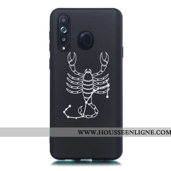 Coque Samsung Galaxy A8s Délavé En Daim Dessin Animé Noir Simple Étui Téléphone Portable