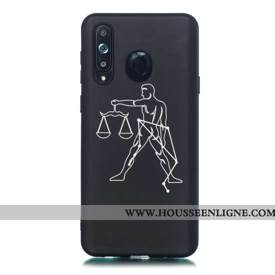 Coque Samsung Galaxy A8s Délavé En Daim Dessin Animé Noir Simple Étui Téléphone Portable