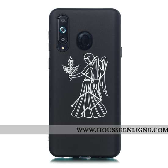 Coque Samsung Galaxy A8s Délavé En Daim Dessin Animé Noir Simple Étui Téléphone Portable