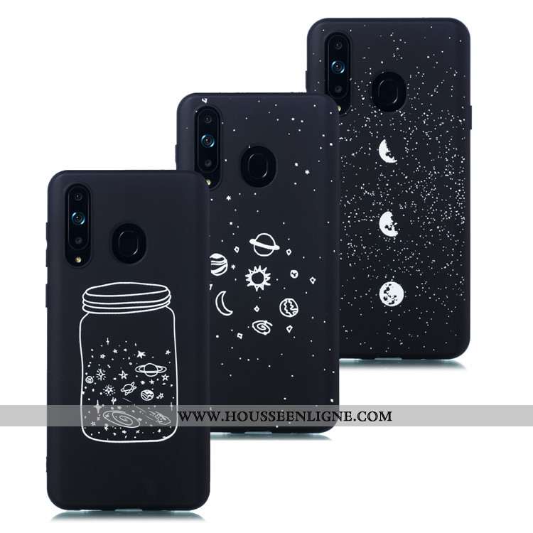 Coque Samsung Galaxy A8s Délavé En Daim Dessin Animé Noir Simple Étui Téléphone Portable