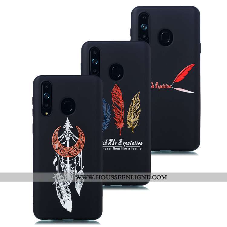 Coque Samsung Galaxy A8s Délavé En Daim Dessin Animé Noir Simple Étui Téléphone Portable