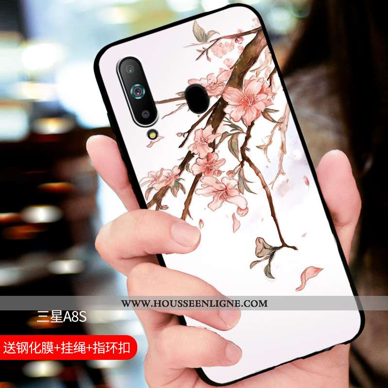 Coque Samsung Galaxy A8s Délavé En Daim Fluide Doux Étui Incassable Protection Bleu Marin Bleu Foncé