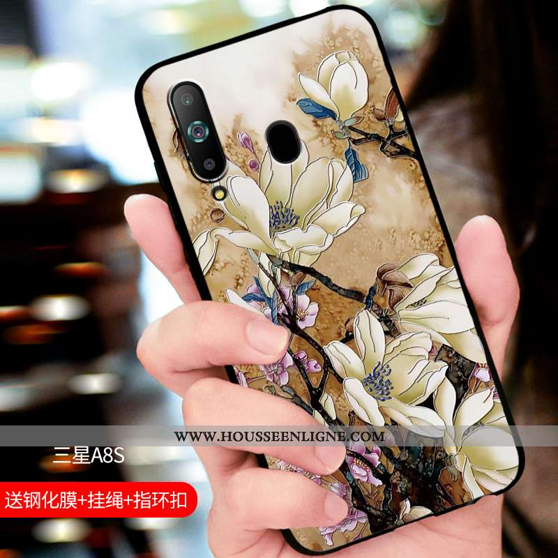 Coque Samsung Galaxy A8s Délavé En Daim Fluide Doux Étui Incassable Protection Bleu Marin Bleu Foncé