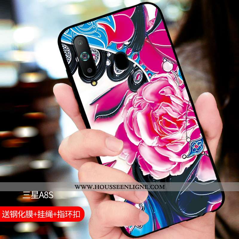Coque Samsung Galaxy A8s Délavé En Daim Fluide Doux Étui Incassable Protection Bleu Marin Bleu Foncé