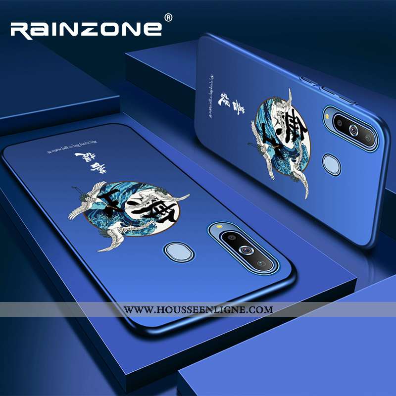 Coque Samsung Galaxy A8s Délavé En Daim Personnalité Téléphone Portable Bleu Mode Tout Compris