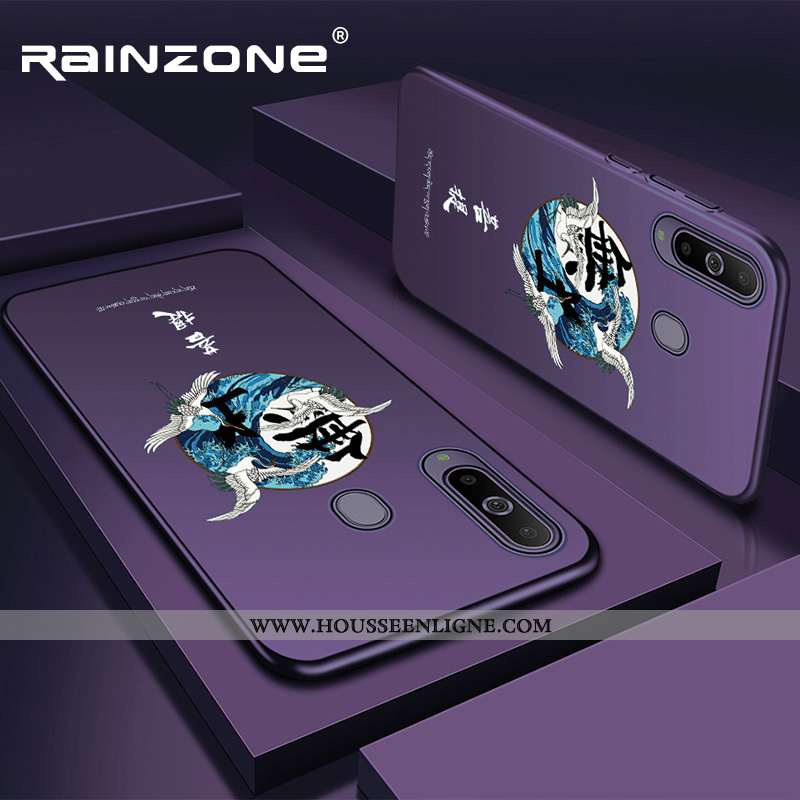 Coque Samsung Galaxy A8s Délavé En Daim Personnalité Téléphone Portable Bleu Mode Tout Compris