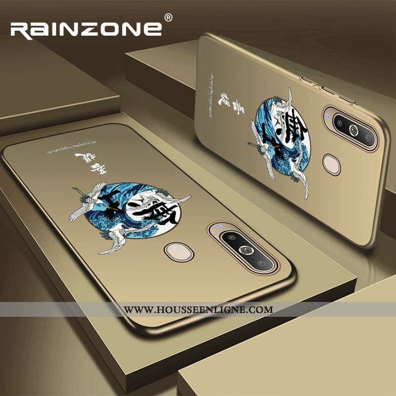 Coque Samsung Galaxy A8s Délavé En Daim Personnalité Téléphone Portable Bleu Mode Tout Compris
