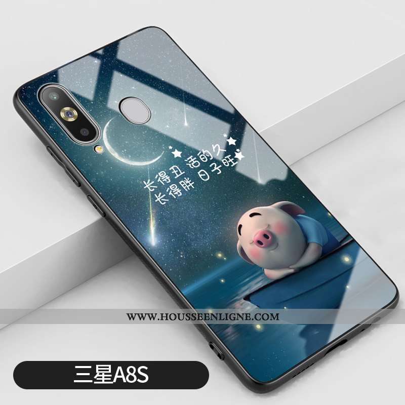 Coque Samsung Galaxy A8s Protection Verre Charmant Étoile Personnalité Miroir Petit Bleu