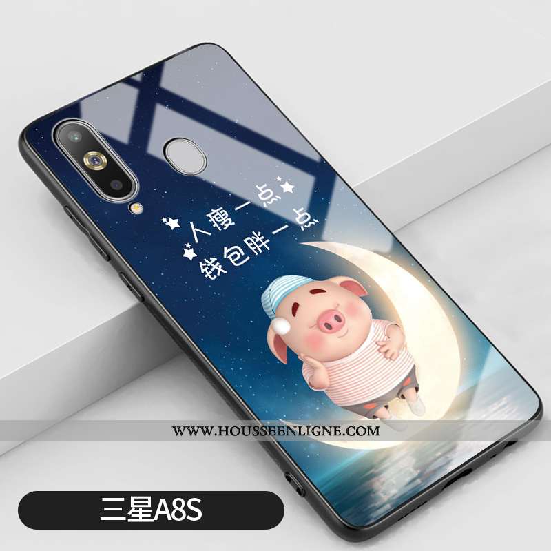 Coque Samsung Galaxy A8s Protection Verre Charmant Étoile Personnalité Miroir Petit Bleu