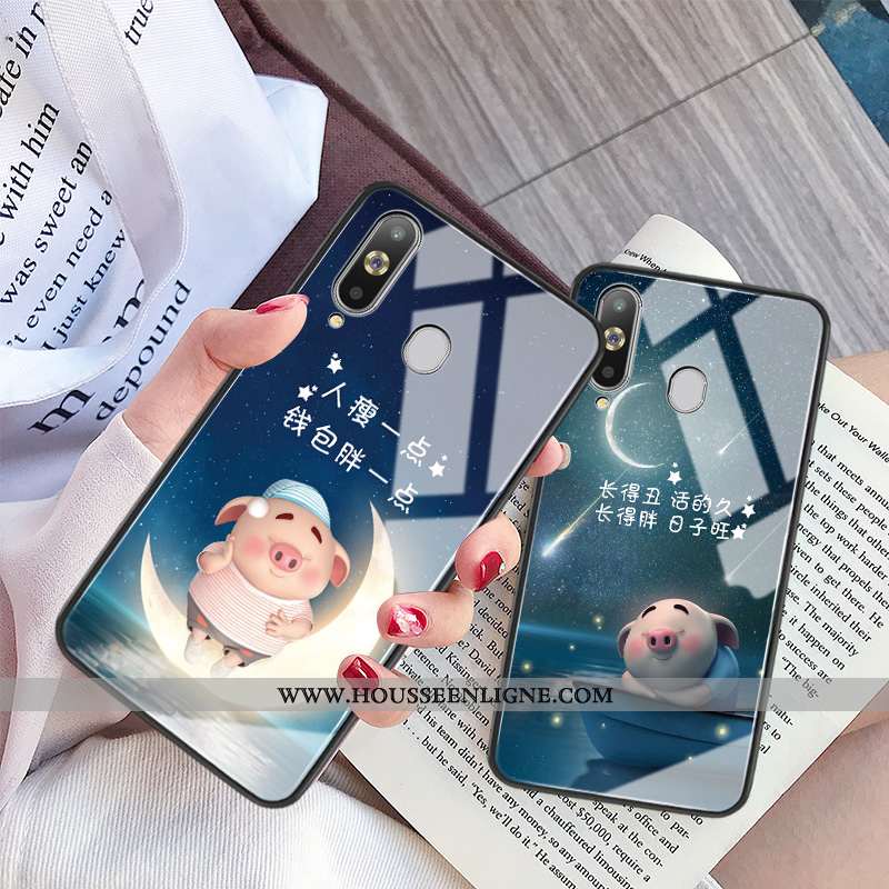 Coque Samsung Galaxy A8s Protection Verre Charmant Étoile Personnalité Miroir Petit Bleu