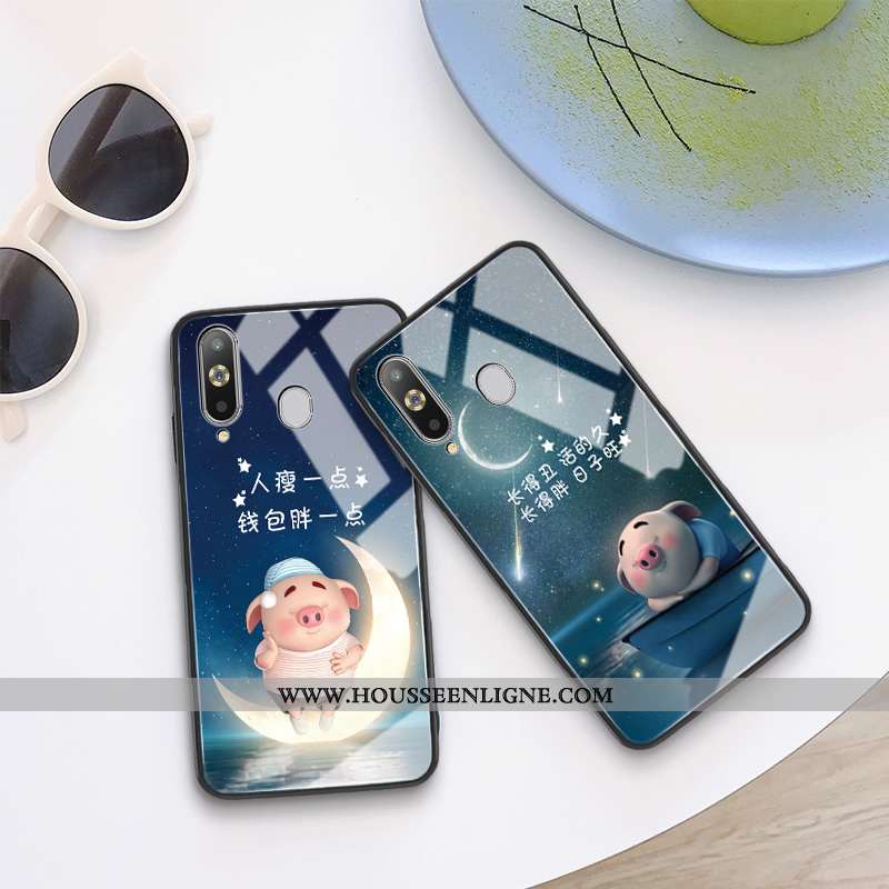 Coque Samsung Galaxy A8s Protection Verre Charmant Étoile Personnalité Miroir Petit Bleu