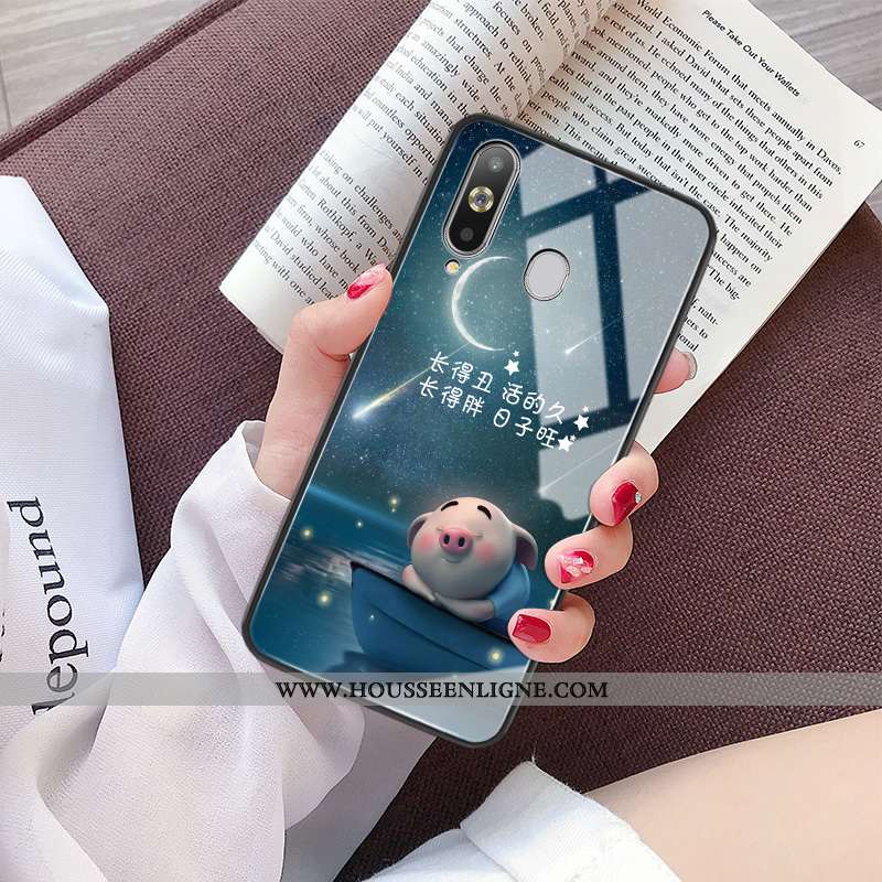 Coque Samsung Galaxy A8s Protection Verre Charmant Étoile Personnalité Miroir Petit Bleu