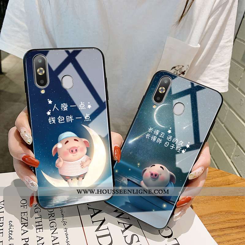 Coque Samsung Galaxy A8s Protection Verre Charmant Étoile Personnalité Miroir Petit Bleu