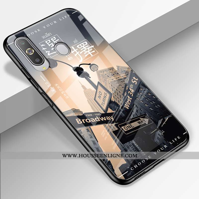Coque Samsung Galaxy A8s Protection Verre Étui Difficile Tendance Paysage Silicone Bleu Foncé