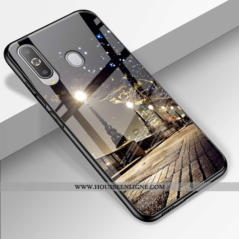 Coque Samsung Galaxy A8s Protection Verre Étui Difficile Tendance Paysage Silicone Bleu Foncé