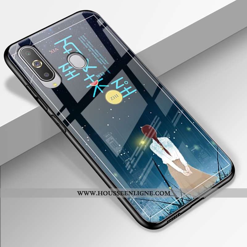 Coque Samsung Galaxy A8s Protection Verre Étui Difficile Tendance Paysage Silicone Bleu Foncé