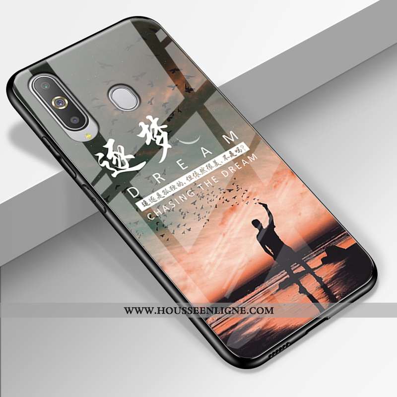 Coque Samsung Galaxy A8s Protection Verre Étui Difficile Tendance Paysage Silicone Bleu Foncé