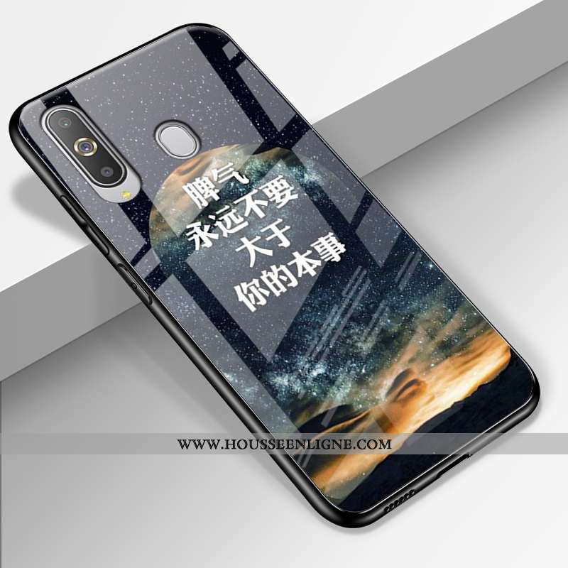 Coque Samsung Galaxy A8s Protection Verre Étui Difficile Tendance Paysage Silicone Bleu Foncé