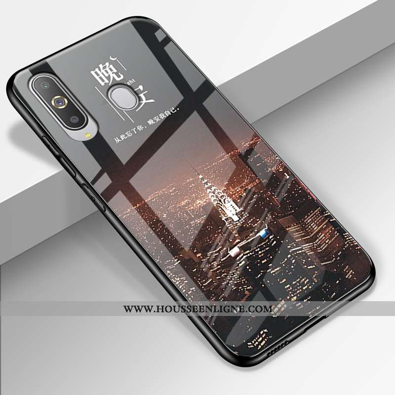 Coque Samsung Galaxy A8s Protection Verre Étui Difficile Tendance Paysage Silicone Bleu Foncé