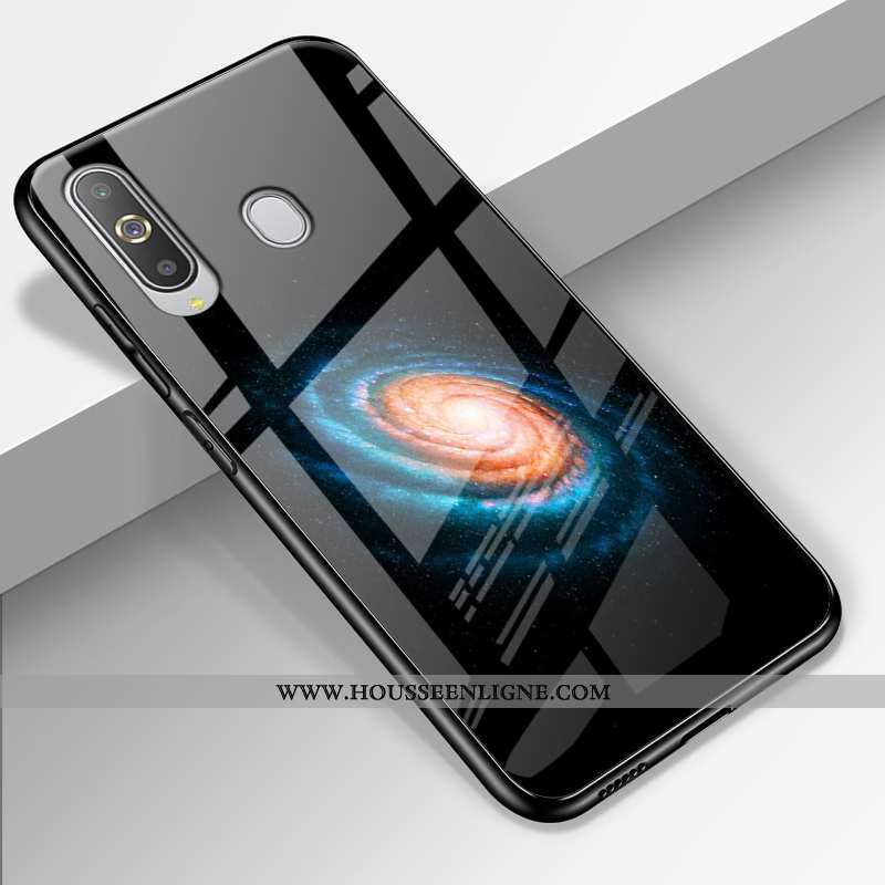 Coque Samsung Galaxy A8s Protection Verre Étui Difficile Tendance Paysage Silicone Bleu Foncé