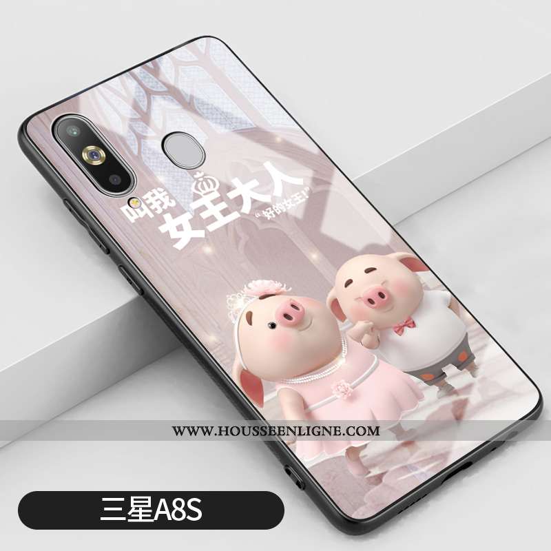 Coque Samsung Galaxy A8s Tendance Silicone Petit Net Rouge Étui Téléphone Portable Tout Compris Rose