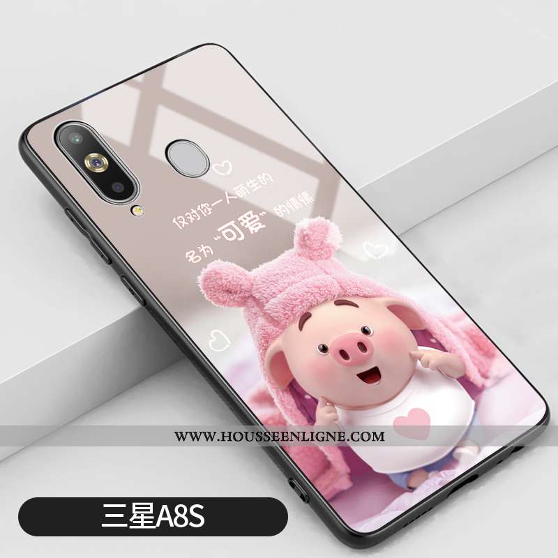 Coque Samsung Galaxy A8s Tendance Silicone Petit Net Rouge Étui Téléphone Portable Tout Compris Rose