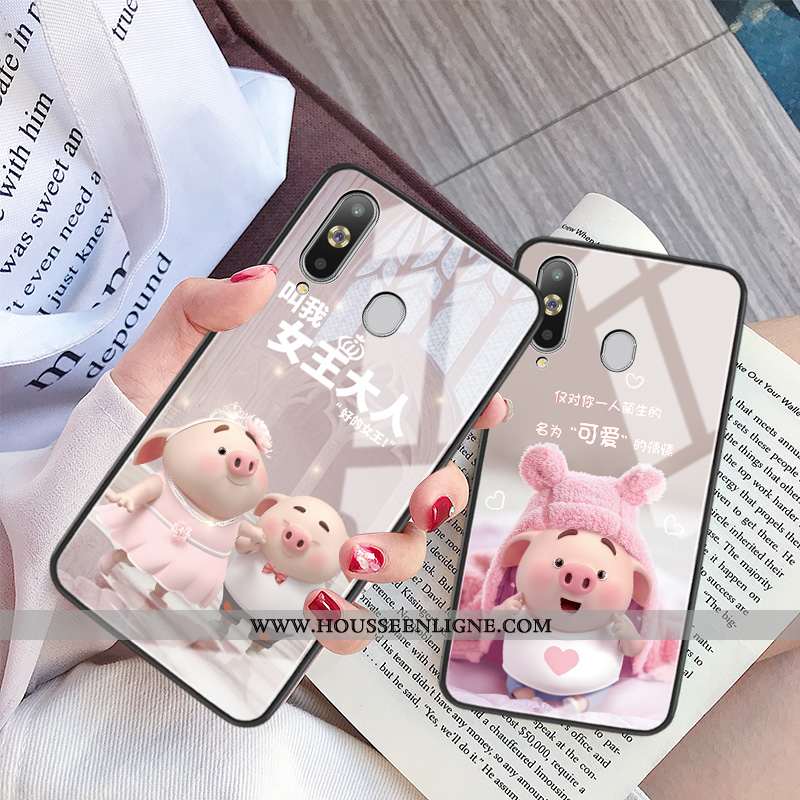 Coque Samsung Galaxy A8s Tendance Silicone Petit Net Rouge Étui Téléphone Portable Tout Compris Rose