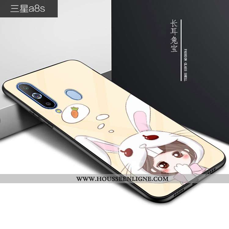 Coque Samsung Galaxy A8s Verre Personnalité Téléphone Portable Dessin Animé Bleu Incassable