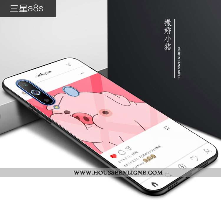 Coque Samsung Galaxy A8s Verre Personnalité Téléphone Portable Dessin Animé Bleu Incassable