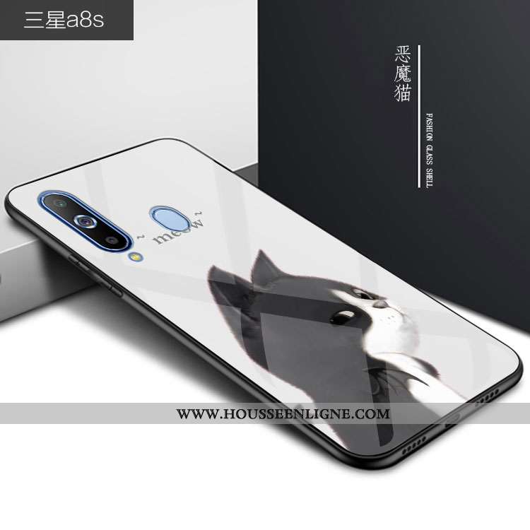 Coque Samsung Galaxy A8s Verre Personnalité Téléphone Portable Dessin Animé Bleu Incassable