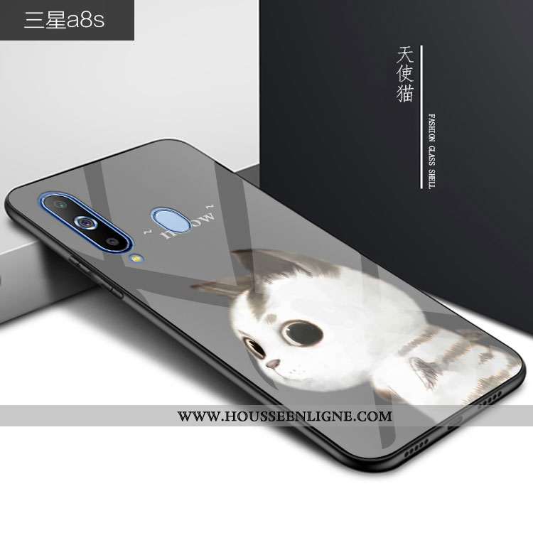 Coque Samsung Galaxy A8s Verre Personnalité Téléphone Portable Dessin Animé Bleu Incassable