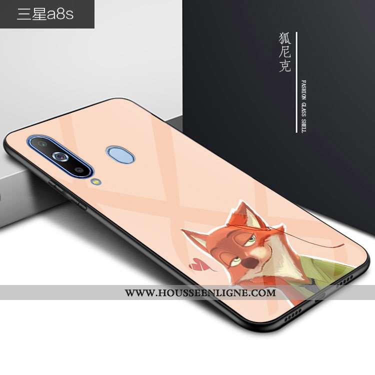 Coque Samsung Galaxy A8s Verre Personnalité Téléphone Portable Dessin Animé Bleu Incassable