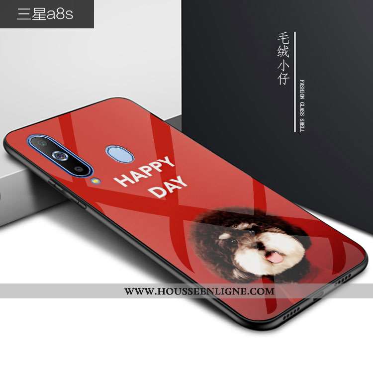 Coque Samsung Galaxy A8s Verre Personnalité Téléphone Portable Dessin Animé Bleu Incassable