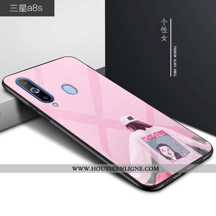 Coque Samsung Galaxy A8s Verre Personnalité Téléphone Portable Dessin Animé Bleu Incassable