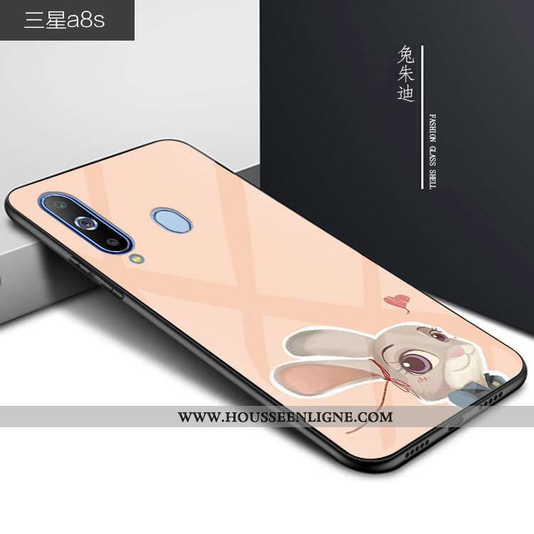 Coque Samsung Galaxy A8s Verre Personnalité Téléphone Portable Dessin Animé Bleu Incassable