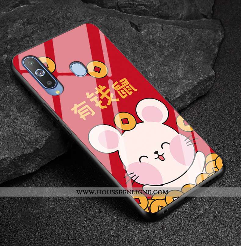 Coque Samsung Galaxy A8s Verre Protection Rat De Fête Étui Étoile Rouge