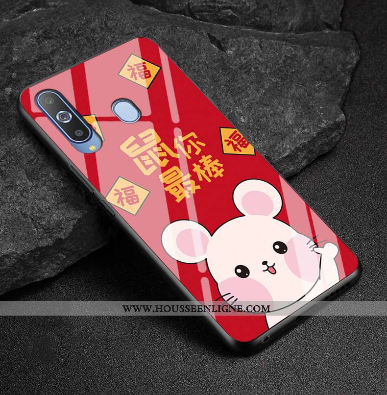 Coque Samsung Galaxy A8s Verre Protection Rat De Fête Étui Étoile Rouge