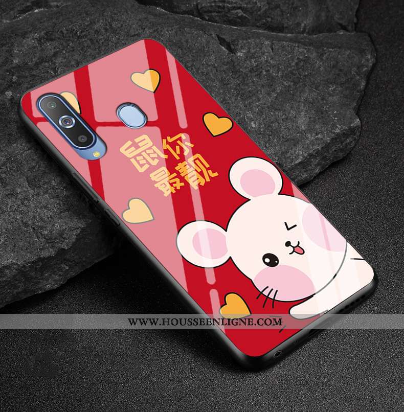 Coque Samsung Galaxy A8s Verre Protection Rat De Fête Étui Étoile Rouge