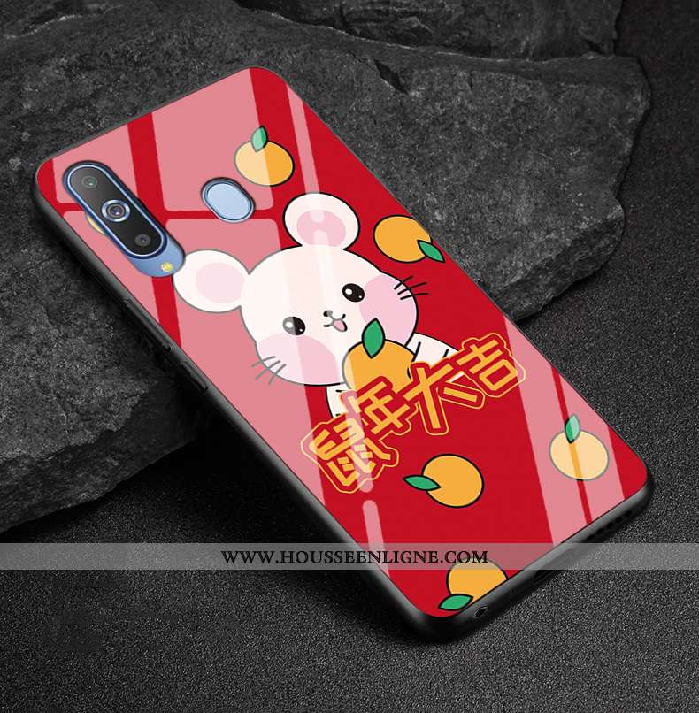 Coque Samsung Galaxy A8s Verre Protection Rat De Fête Étui Étoile Rouge